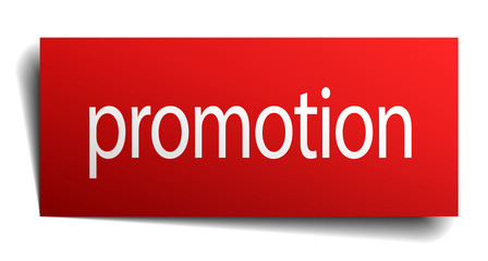 promotion red paper sign on white background