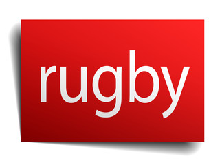 rugby red paper sign isolated on white