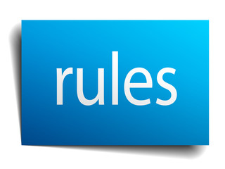 rules blue paper sign on white background