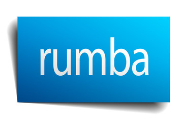 rumba blue paper sign on white background