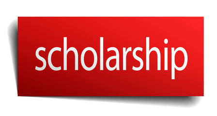 scholarship red paper sign isolated on white