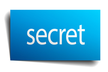 secret blue square isolated paper sign on white