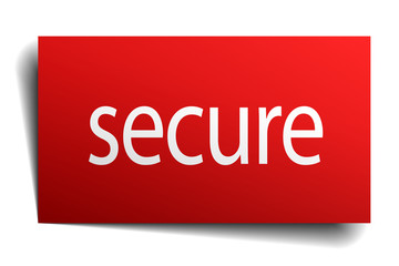 secure red paper sign isolated on white