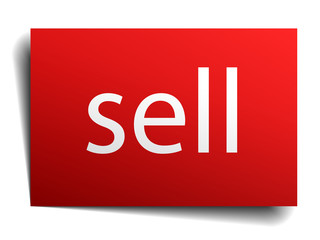 sell red paper sign isolated on white
