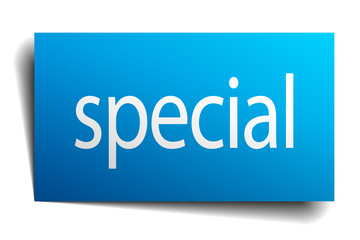 special blue paper sign on white background