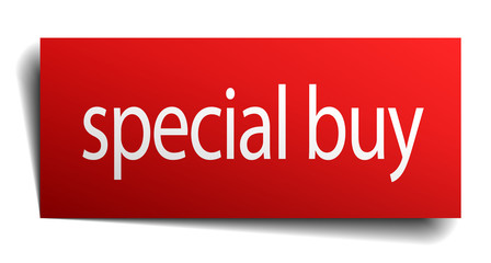 special buy red paper sign isolated on white