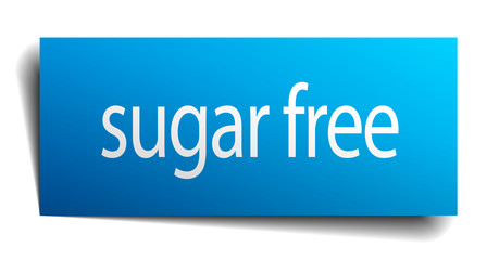 sugar free blue paper sign on white background
