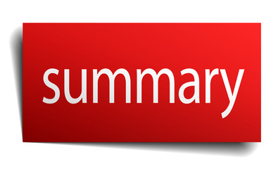 summary red paper sign isolated on white