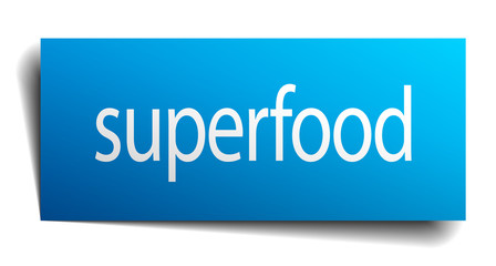 superfood blue paper sign on white background