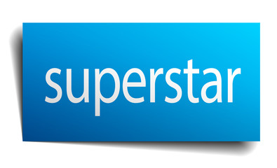 superstar blue paper sign on white background