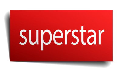 superstar red paper sign isolated on white