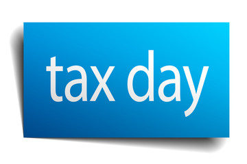 tax day blue paper sign isolated on white