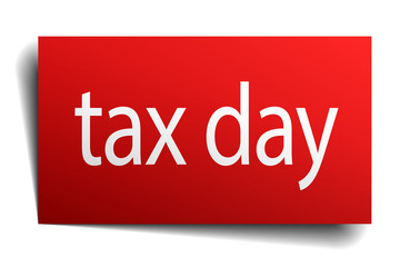 tax day red paper sign on white background
