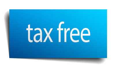 tax free blue paper sign isolated on white