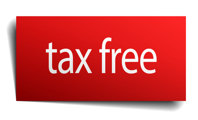 tax free red paper sign on white background