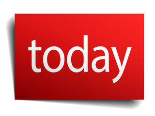 today red paper sign on white background