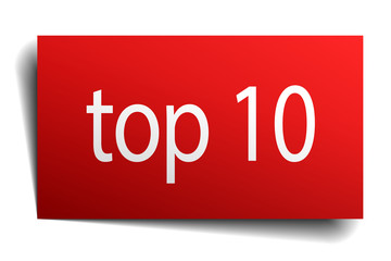 top 10 red paper sign on white background