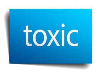 toxic blue paper sign isolated on white