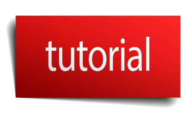 tutorial red paper sign on white background