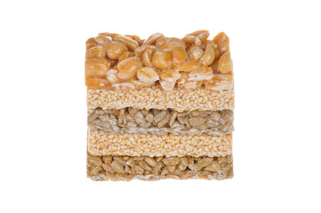 Kozinaki, nuts isolated on white