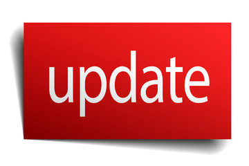 update red paper sign on white background
