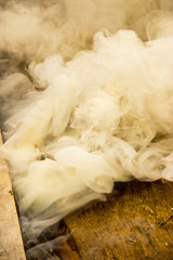 wood, smoke, board, white smoke, smoke creeping
