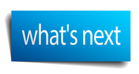 what's next blue paper sign isolated on white