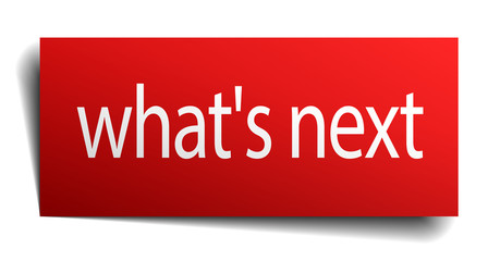 what's next red square isolated paper sign on white