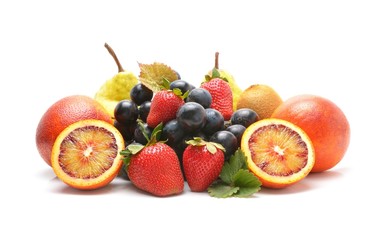 Assortment of  fruits isolated on white background