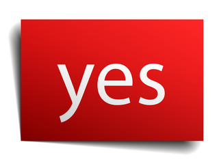 yes red square isolated paper sign on white