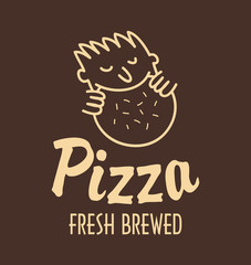 logo man eating pizza