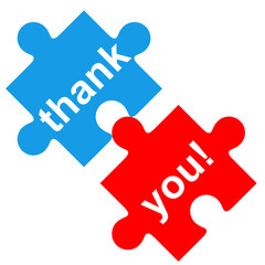 Icono texto thank you! en puzzle