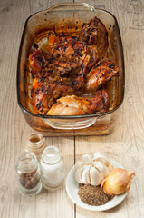 baked rabbit meat with cabbage and dumpling