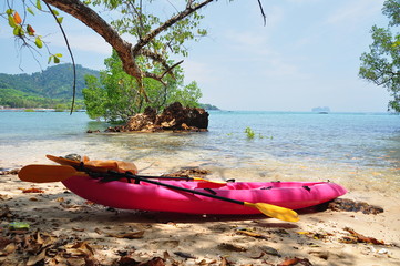 Pink sea kayak