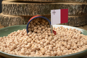 Chickpeas or Garbanzo Beans With Malta Flag