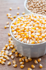 macro shot of corn, soybeans