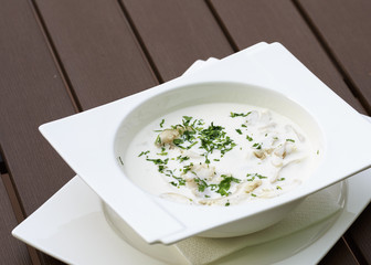 raw vegan soup with mushrooms