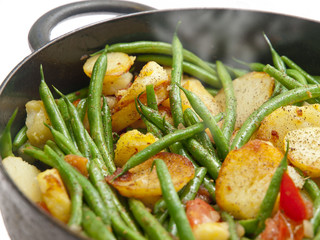 roasted potatoes and green beans