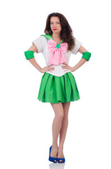 Female model in cosplay costume isolated on white