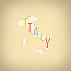Vector italy map in vintage design. Italian border on grunge