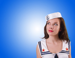Woman sailor in marine concept