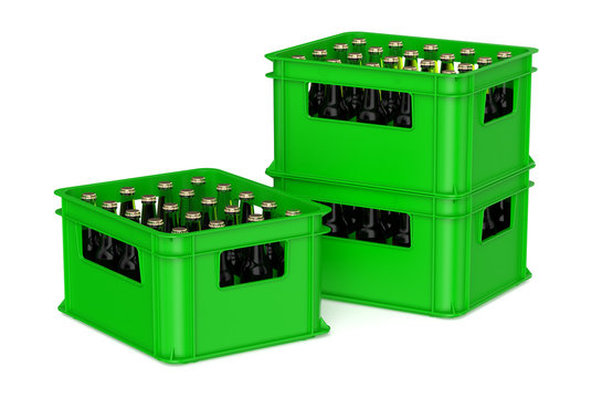 green plastic box with bottles