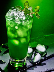 Green cocktail  on dark background 43.