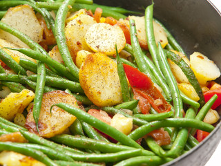 roasted potatoes and green beans