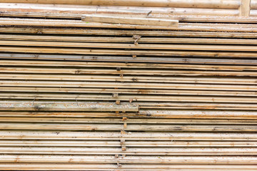Selection of freshly sawn timber material