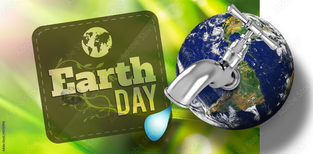 Poster composite image of earth with faucet