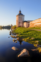 lakeside wall and tower of Kirillo-Belozersk Monastery