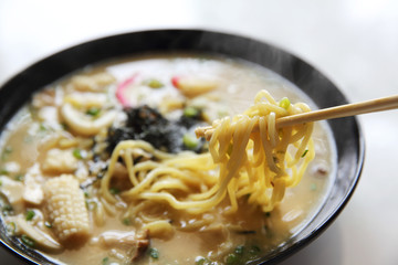 Seafood noodle ranmen Japanese food