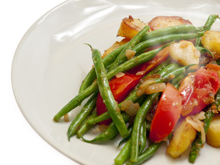 roasted potatoes and green beans