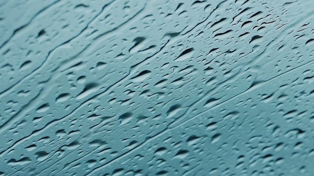 Rain Falling On Car Window